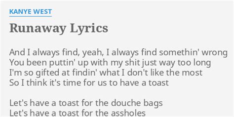 Lyrics for Runaway by Kanye West 